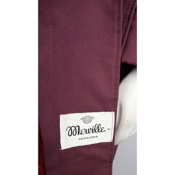 VINTAGE 70S WOMEN'S WINE PURPLE TRENCH COAT JACKET - MERVILLE - REMOVABLE LINER - Picture 16 of 16